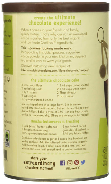 Lake Champlain Chocolates Unsweetened Organic Cocoa, 10 Oz