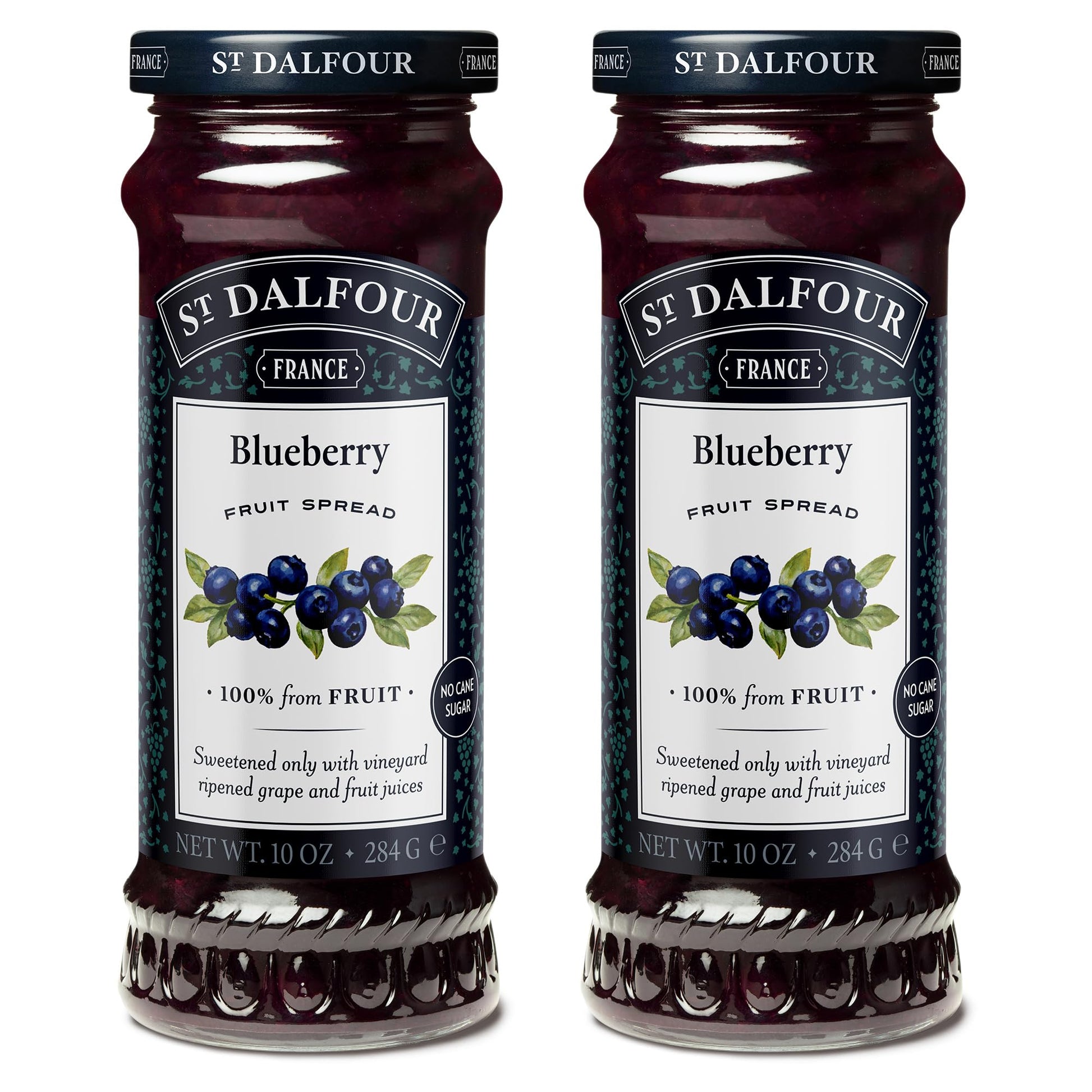 St. Dalfour Blueberry Fruit Spread - 10Oz - 100% From Fruit, No Artificial Ingredients, Non Gmo, No Cane Sugars, All Natural - Pack Of 2