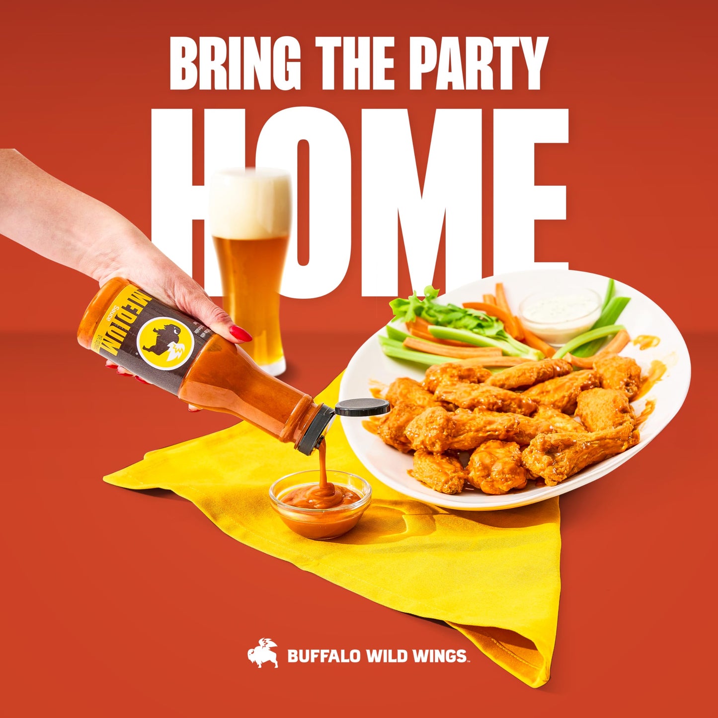 Buffalo Wild Wings Medium Buffalo Sauce, 12 Fl. Oz., Perfect Dipping Sauce, Chicken Marinade, Wing Seasoning And Burger Topping, Enjoy A Medium, Comfortable Heat