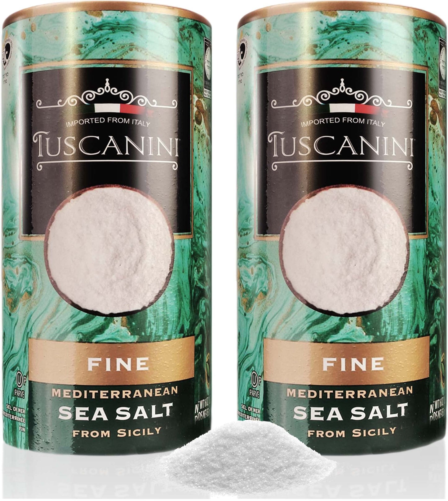 Tuscanini Premium Italian Fine Sea Salt, 16Oz Tube (2 Pack) | Authentic Mediterranean Sea Salt From Sicily