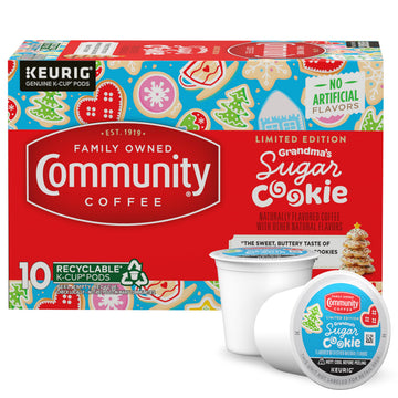 Community Coffee Grandmas Sugar Cookie Keurig K-Cup Pods  Limited Edition Holiday Flavor  Natural Ingredients  10 Count (Pack of 1)