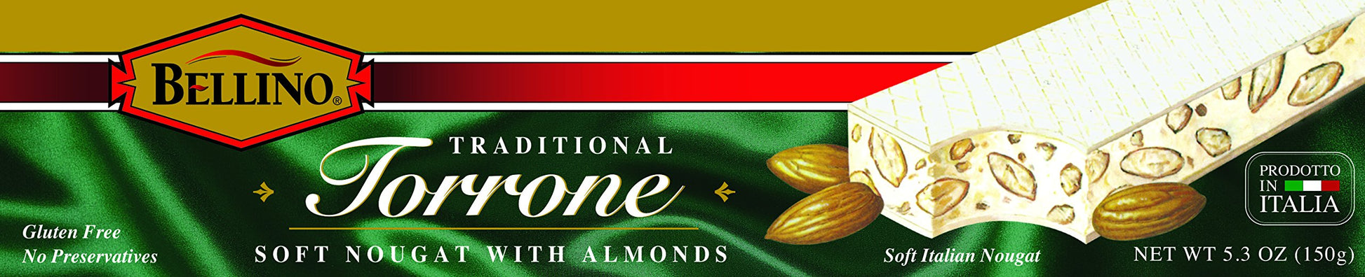 Bellino Torrone (Soft Nougat) With Almonds, 5.3 Ounce Box