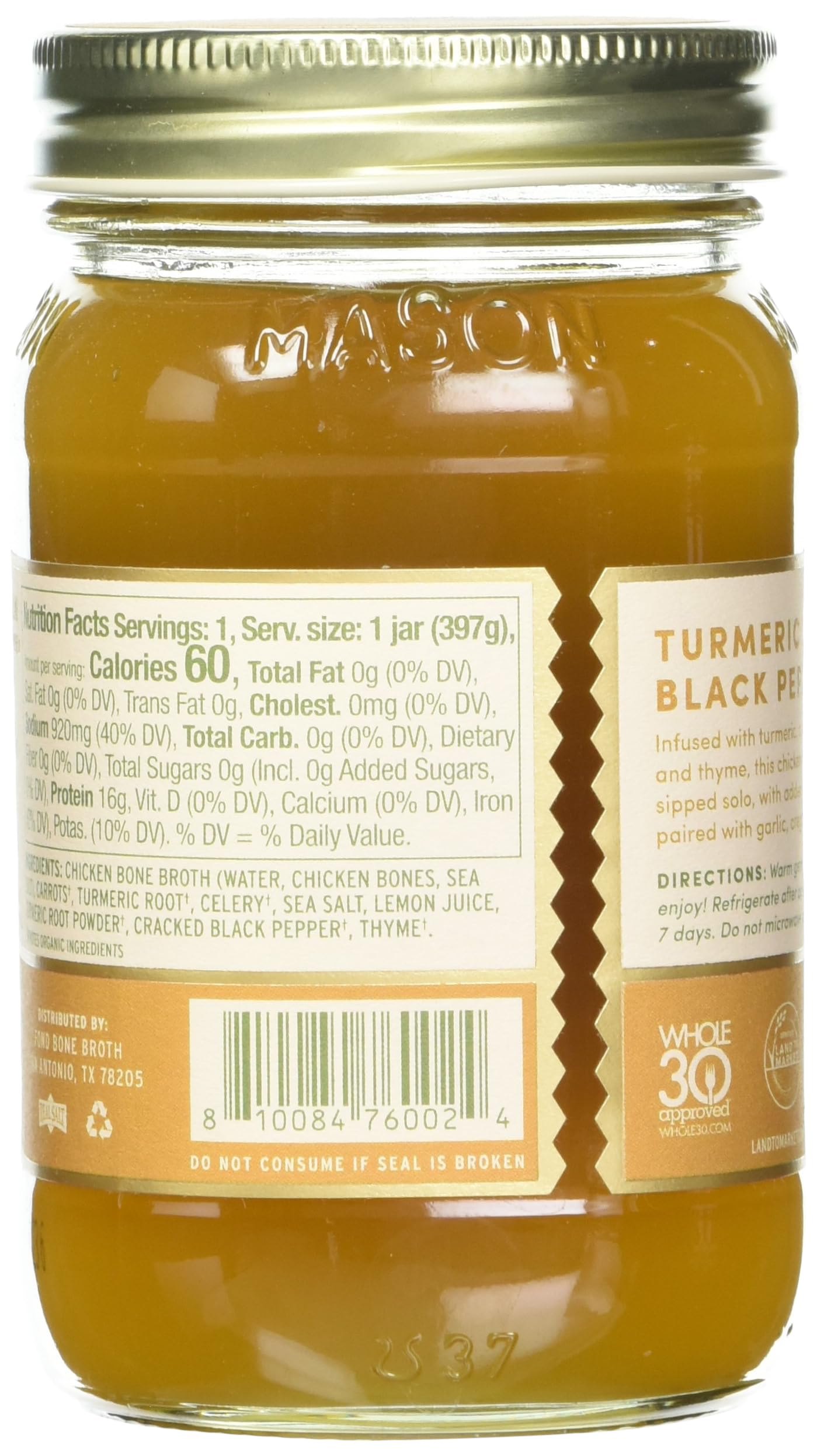 Fond Turmeric & Black Pepper Chicken Bone Broth, 14 Fz