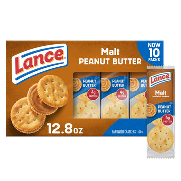 Lance Sandwich Crackers, Malt With Peanut Butter, 10 Individually Wrapped Packs, 6 Sandwiches Each