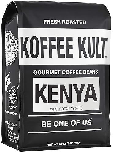 Koffee Kult Limited - Kenya Coffee Beans Whole Medium Roast - 100 Single Origin Direct Trade Arabica Beans - Fresh Artisan Roast