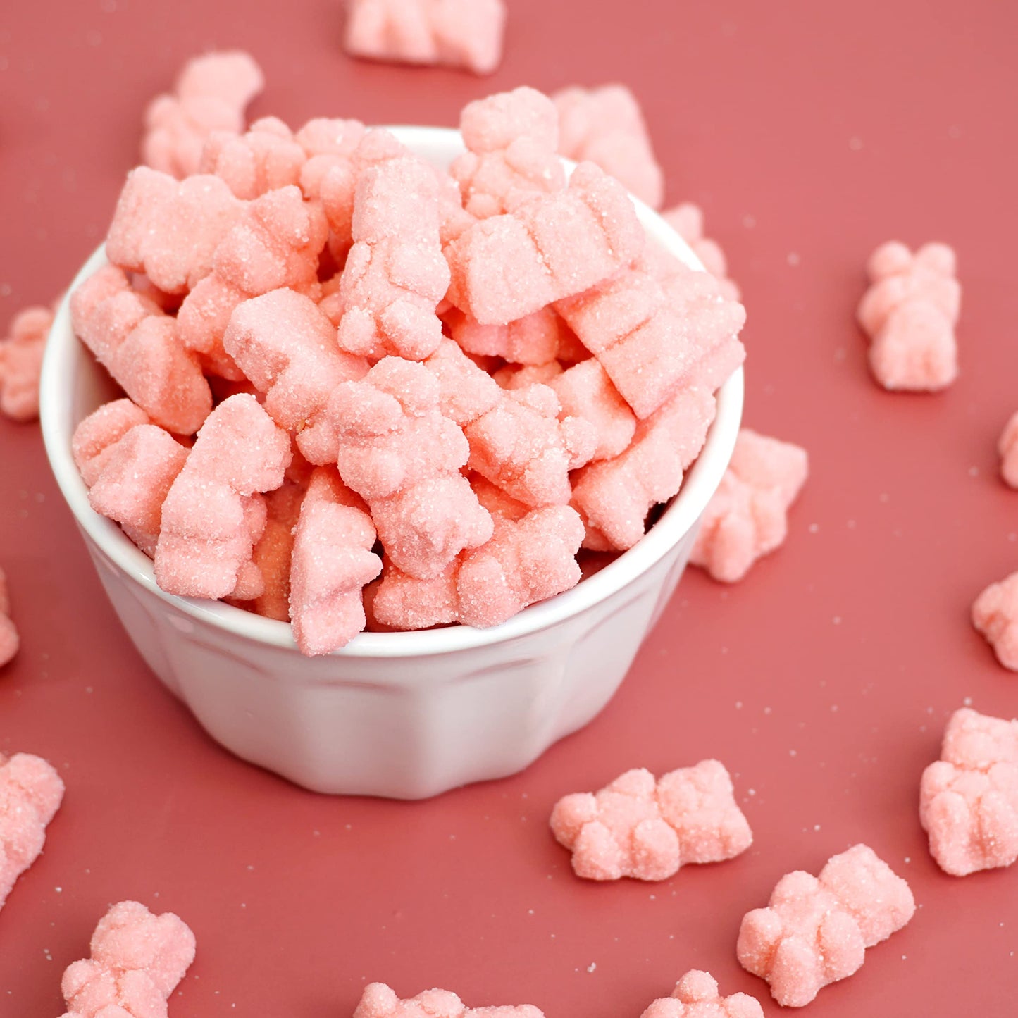 The Hampton Popcorn Company Pink Gummy Bears, Strawberry Flavored, 22 Ounce Resealable Bag