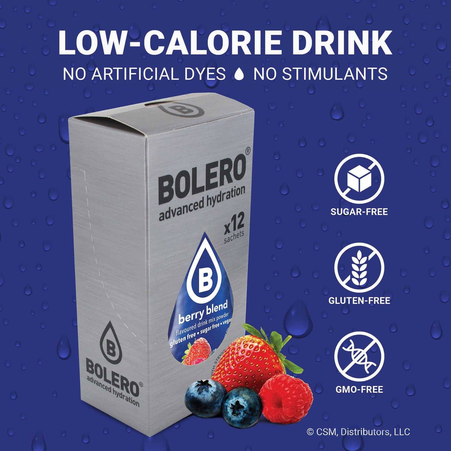 Bolero- Sugar Free Drink Mix Packets Berry Blend Fruit Flavors | Powdered Flavored Water Packets | 36 Small Sachet On The Go Pac