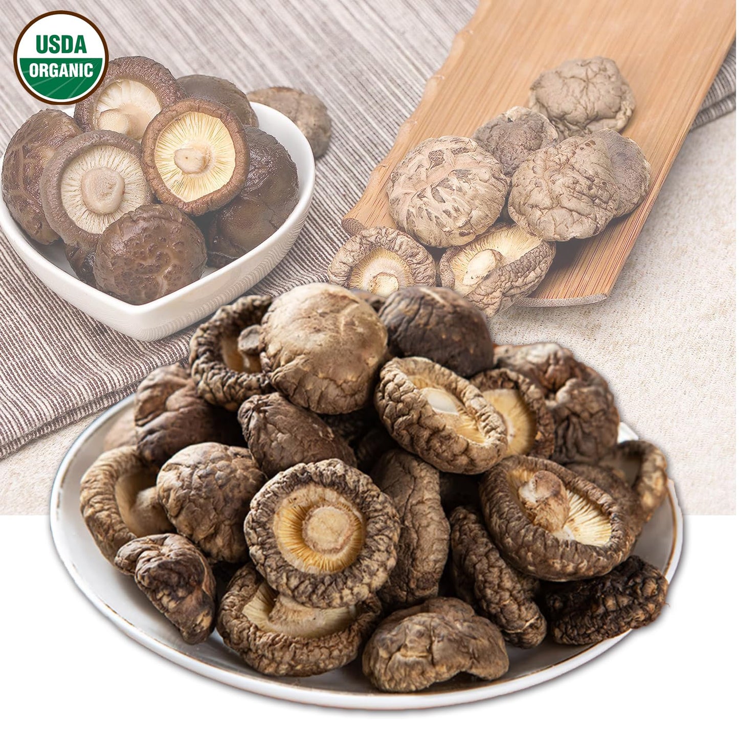 VIGOROUS MOUNTAINS USDA Organic Dried Shiitake Mushrooms Dry Dehydrated Mushrooms for Cooking 4.23oz, 120g