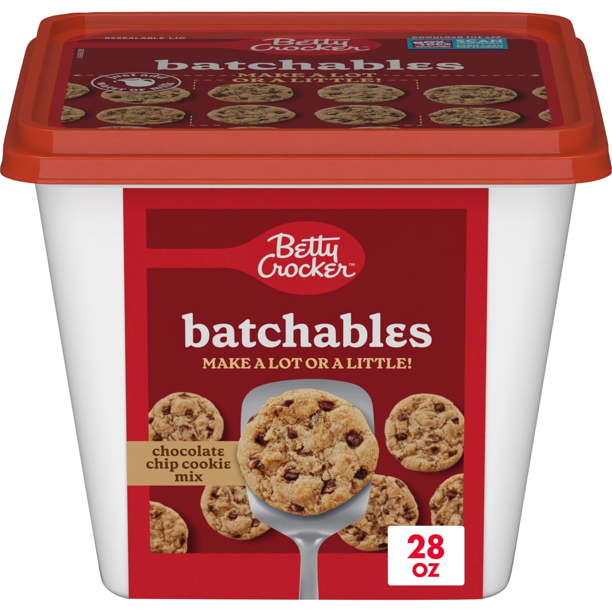 Betty Crocker Batchables Chocolate Chip Cookie Mix, Mix and Bake 4 to 24 per batch, 28 oz. (Packing May Vary)