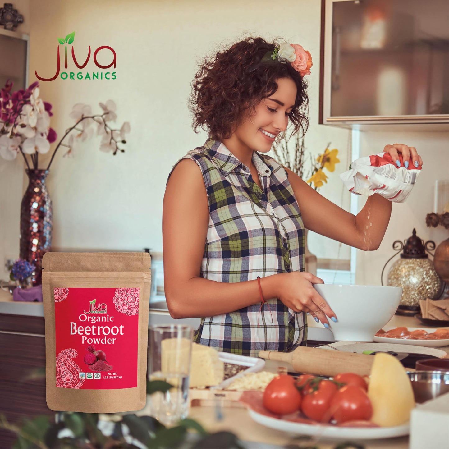 Jiva Organics Beet Root Powder 1.25 LB Bulk Bag - for Baking & Smoothies - Pure & Natural, Non-GMO, Vegan