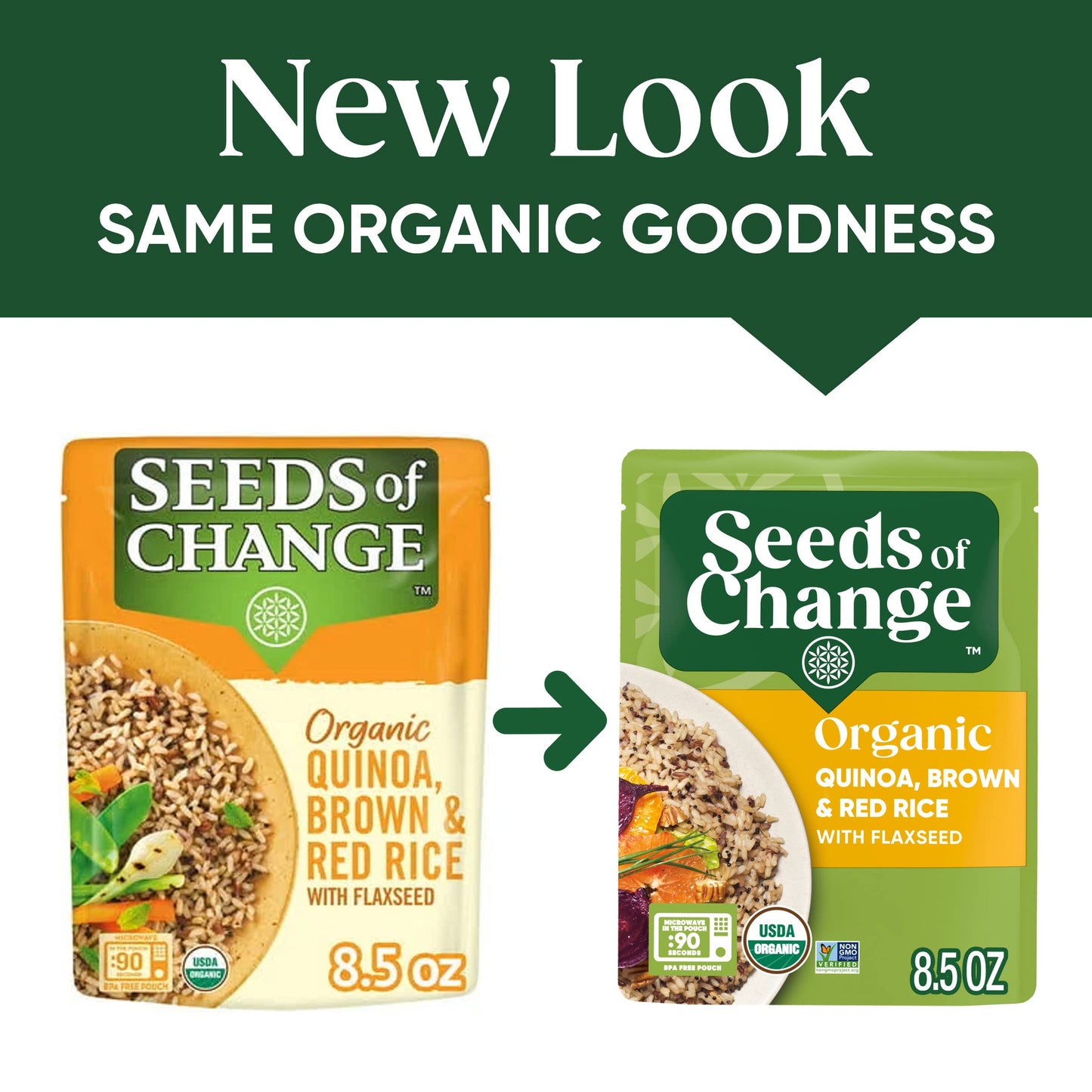 SEEDS OF CHANGE Organic Quinoa & Brown Red Rice with Flaxseed, Microwaveable, 8.5 Ounces, Pack of 6