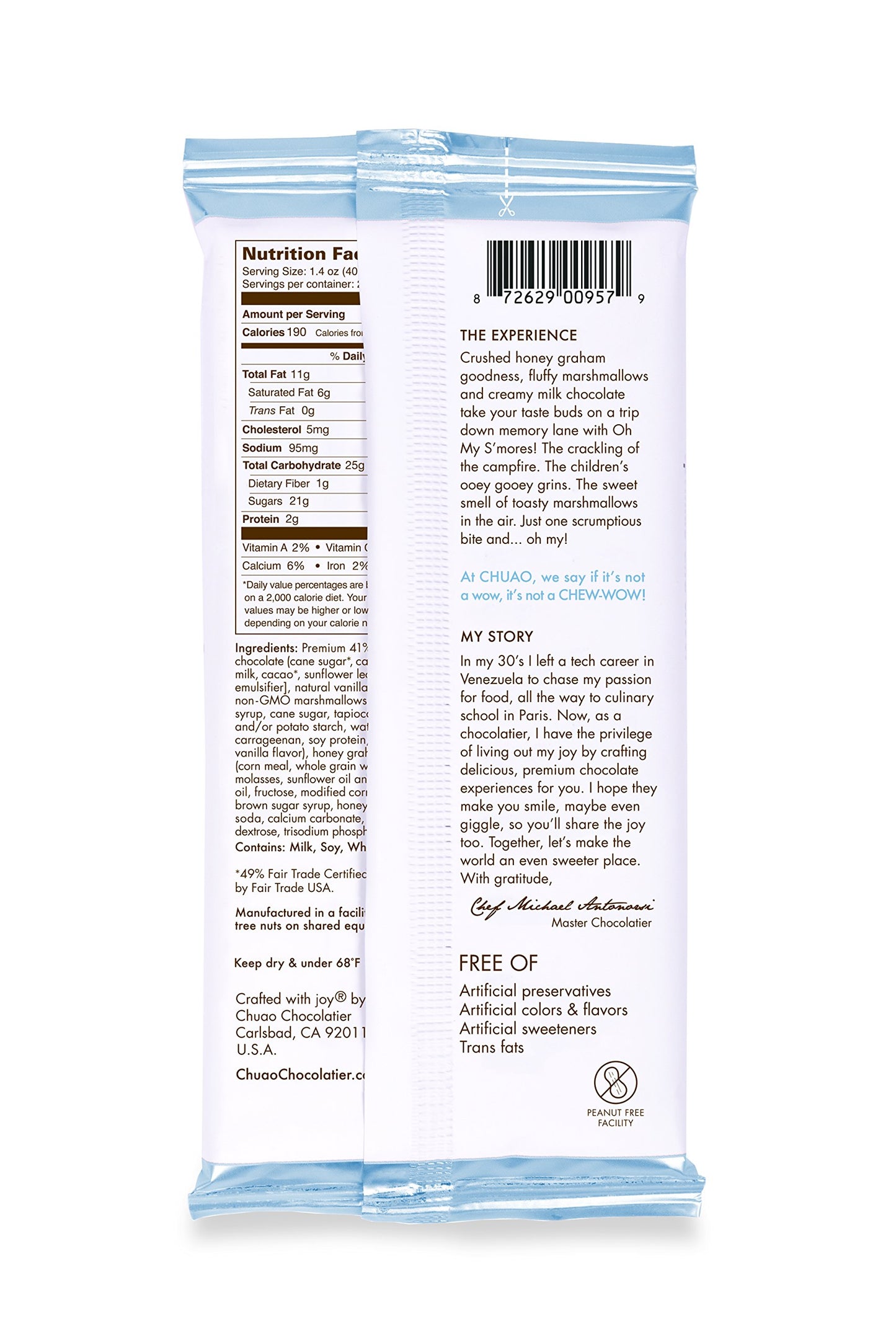 Chuao Chocolatier Oh My S'Mores Gourmet Milk Chocolate Bars |For Gift Baskets, Birthday, Thank You, Care Package| 3 Pack, 2.8 Oz