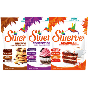 Swerve Sweetener Granular, Brown and Confectioners Baker s Trio - Sugar Substitute, Zero Calorie, Keto Friendly, Zero Sugar, No