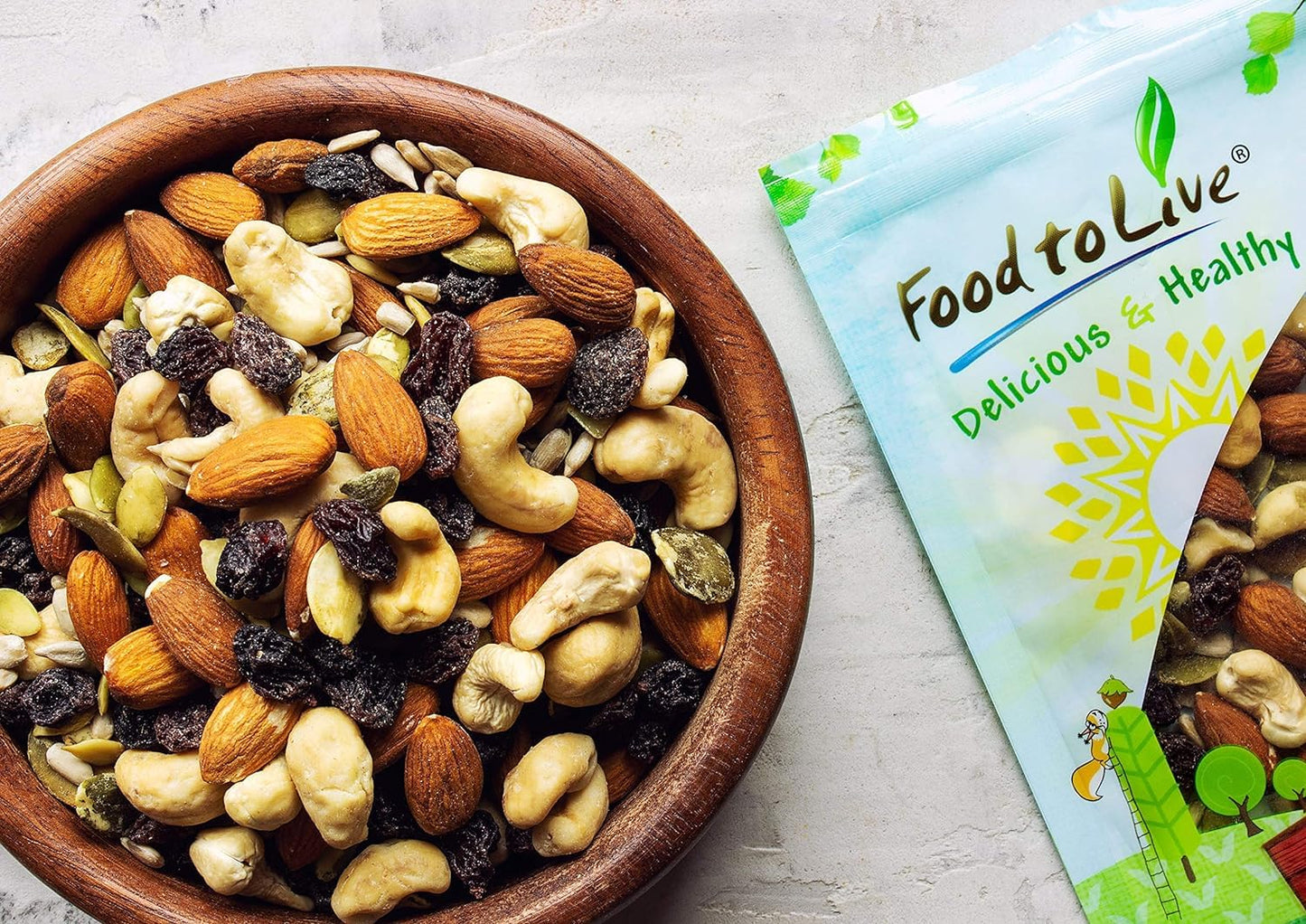 Organic Raw Seeds, Nuts and Raisins Mix, 8 Pounds - Raw and Non-GMO Trail Mix Contains Walnuts, Almonds, Cashews, Hazelnuts, and