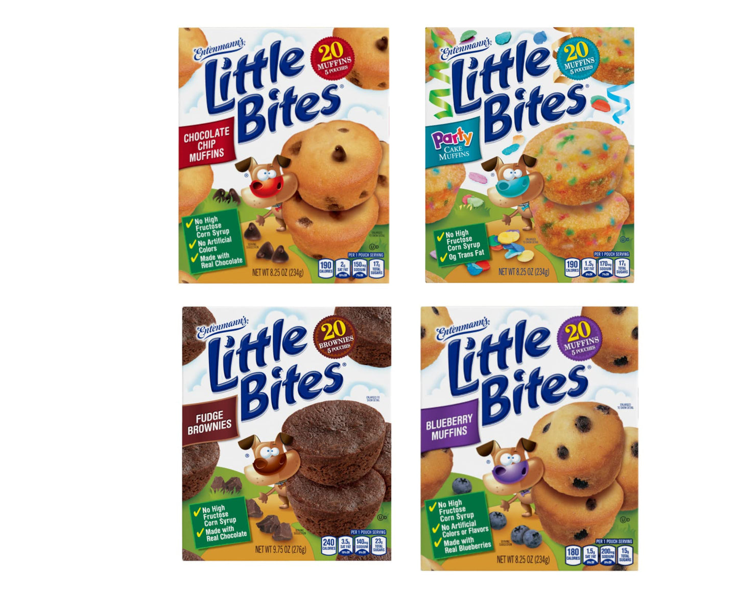 Entenmanns Little Bites Mini Muffins Variety Pack | 4 pack (20 pouches total)