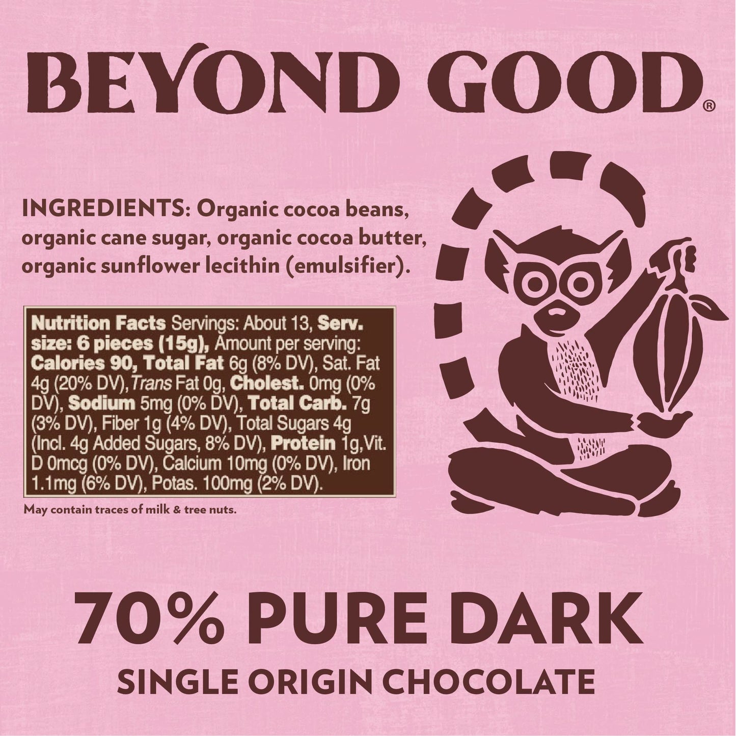 Beyond Good 70% Dark Chocolate Melts, 7oz Pack | Gluten Free, Organic, Vegan, Kosher, Non-GMO, Single Origin Uganda