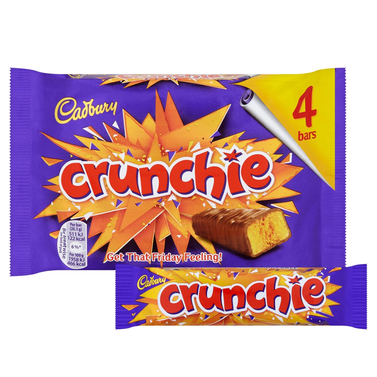 Cadbury Crunchie (4 x 26.1g Chocolate Bars) 104.4g UK / British Chocolate
