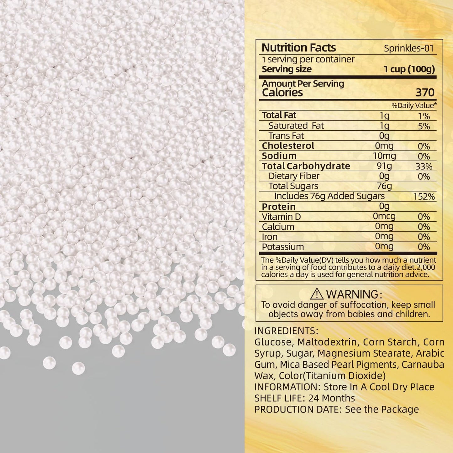 Bayep Edible Pearls For Cake Decorating 2Mm White Sprinkles For Cookies, Baking, Ice Cream, Cupcake Topper Pearl Sprinkles Perfe
