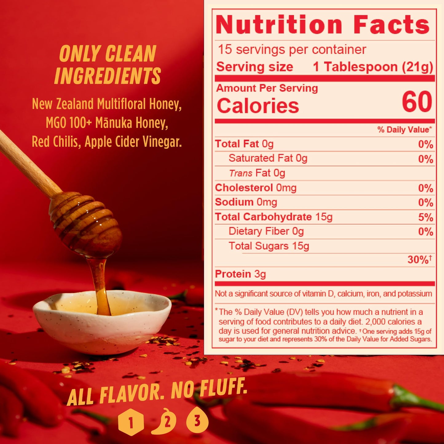100% Pure New Zealand Honey Hot Honey - Chili-Infused Raw Manuka Honey MGO 100+ - 11.6oz Squeeze Bottle