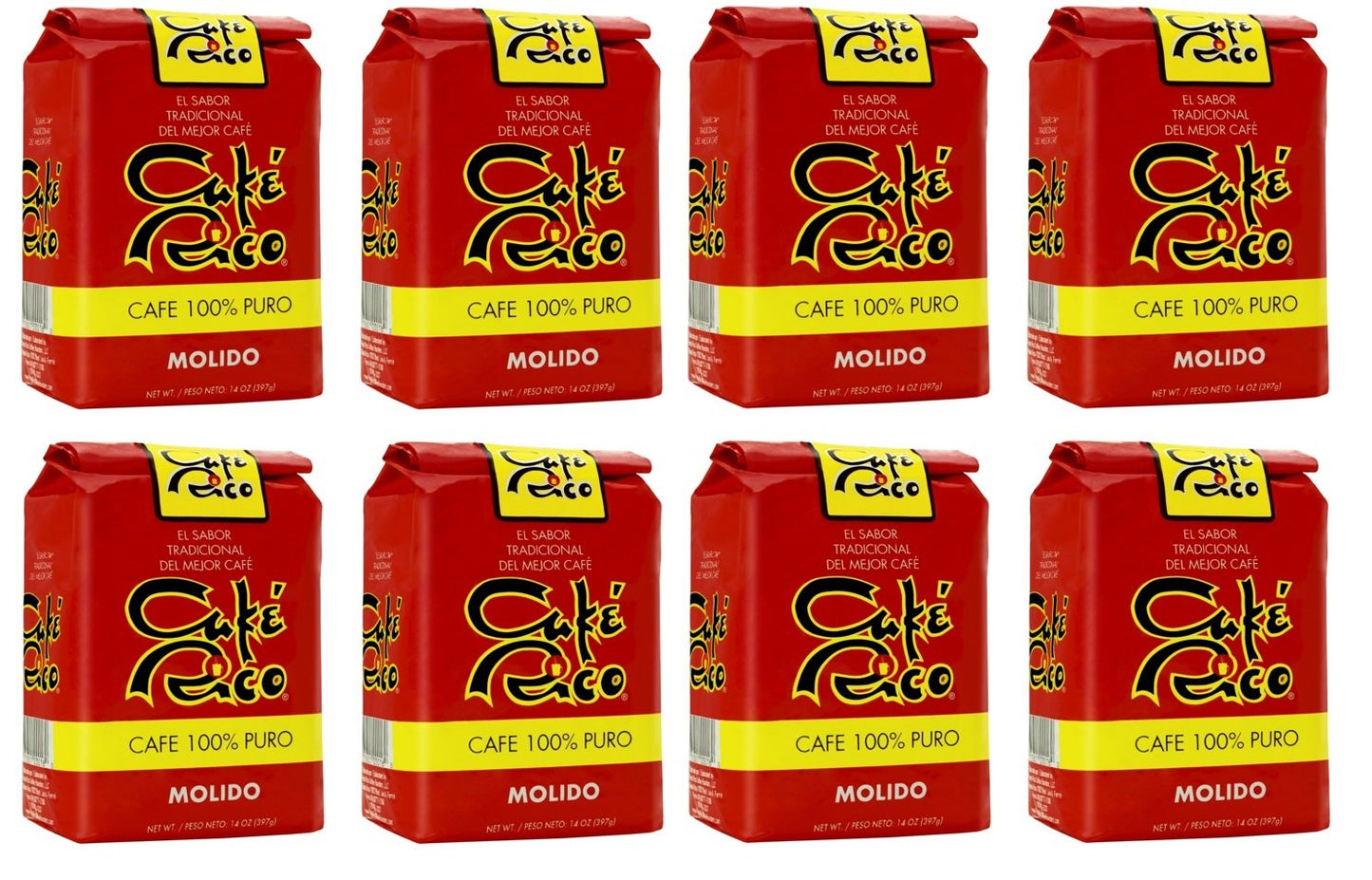 Cafe Rico Ground Regular Puerto Rican Coffee, 14 Ounce Bag (8 Bags)