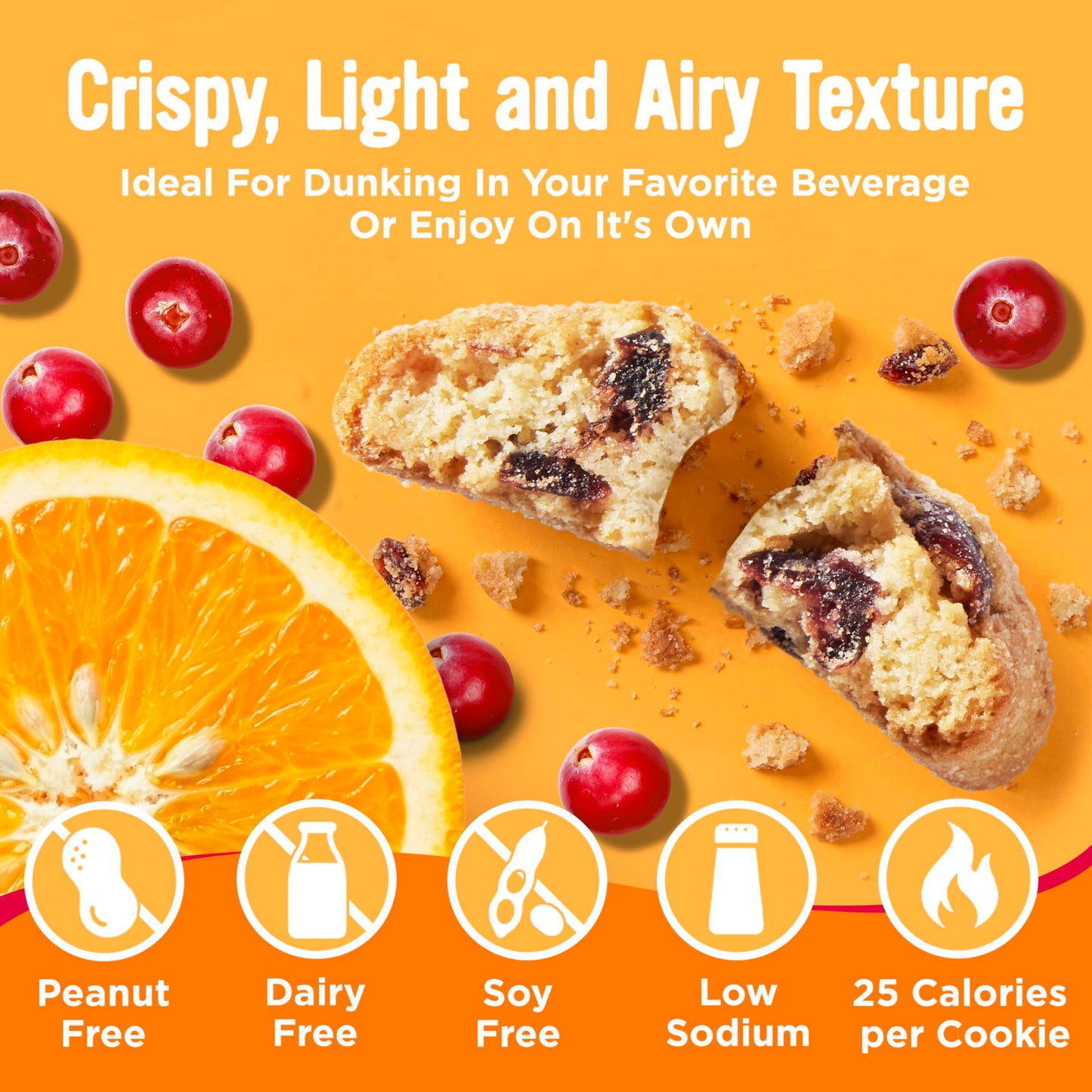 Cooper Street Twice-Baked Orange Cranberry Biscotti Cookies (16 oz) - Over 50 Biscotti per Bag Loaded with Real Fruit, Tradition