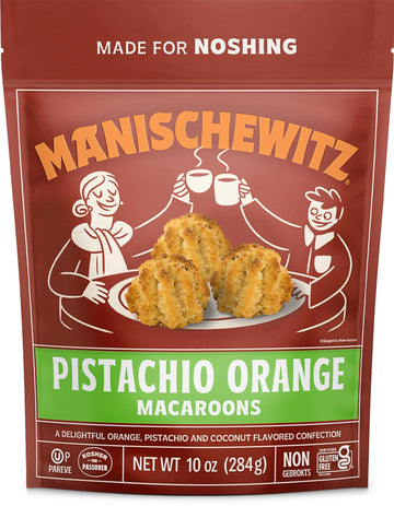 Manischewitz Pistachio Orange, 10oz | Coconut Macaroons | Resealable Bag | Dairy Free | Gluten Free Coconut Cookie | Kosher for 