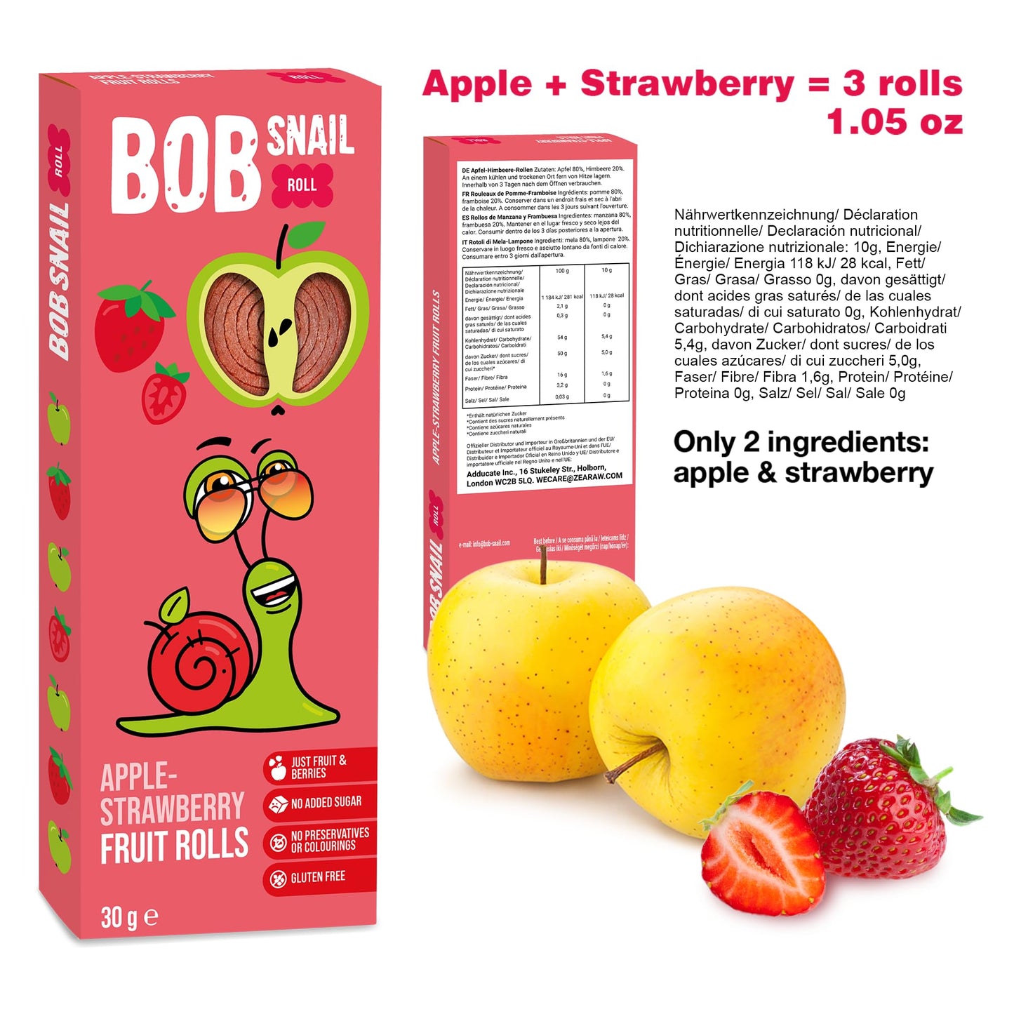 Snacks Variety Pack for Kids Adults - 60 Bulk Healthy Fruit Roll Up Individual Packs of 3 for Kids Adults with Natural Strawberr