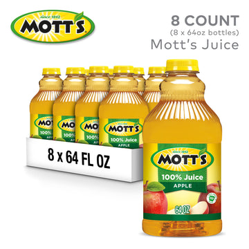 Motts 100% Original Apple Juice, 64 Fl Oz Bottle (Pack of 8), Gluten-Free, Kosher, No Artificial Colors or Sweeteners