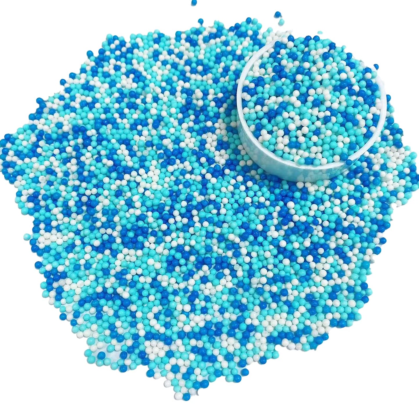 Philaeec Blue And White Nonpareils Sprinkle 2Mm Mini Peals Sprinkle Edible For Cake Decoration Cupcake Topper Cookie Baking Deco