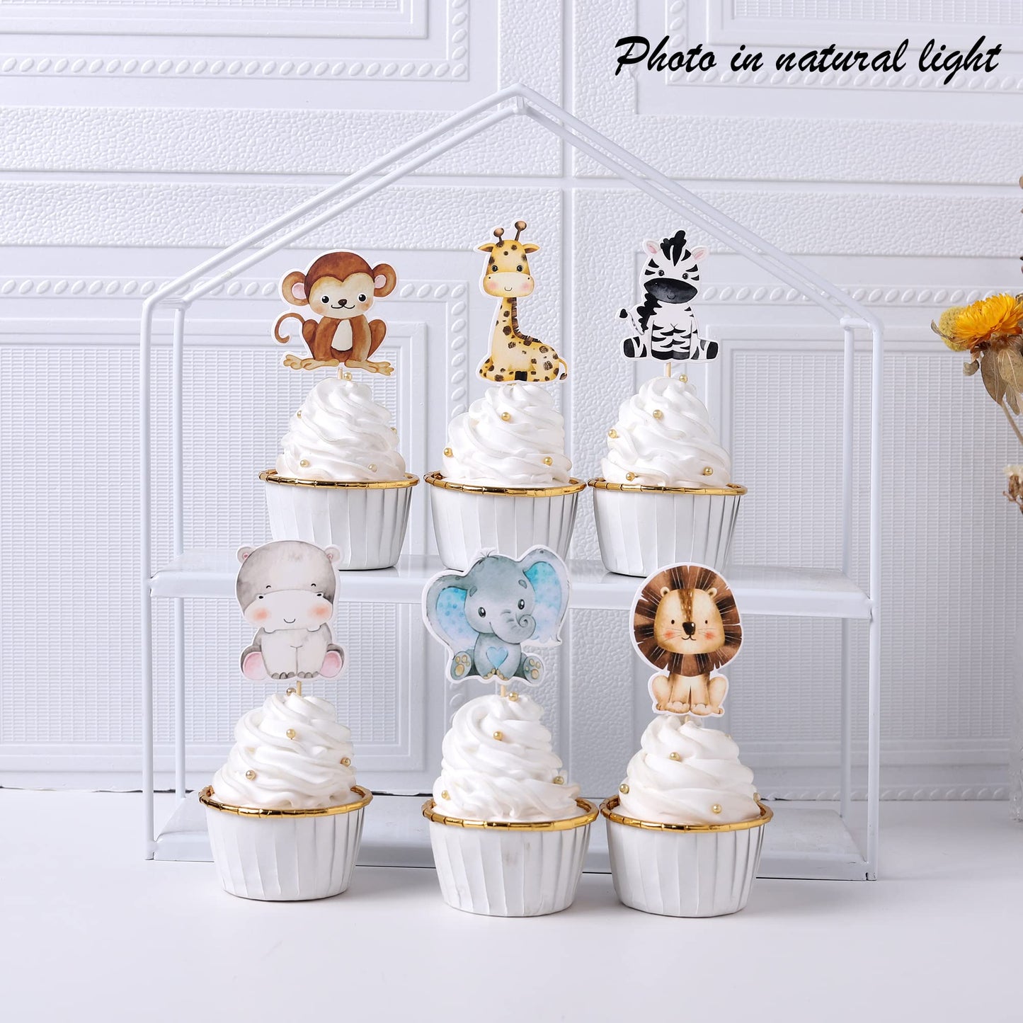 36 Pcs Jungle Animals Cupcake Toppers Lion Monkey Zebra Hippo Giraffe Elephant Forest Theme Cupcake Picks For Safari Animals The