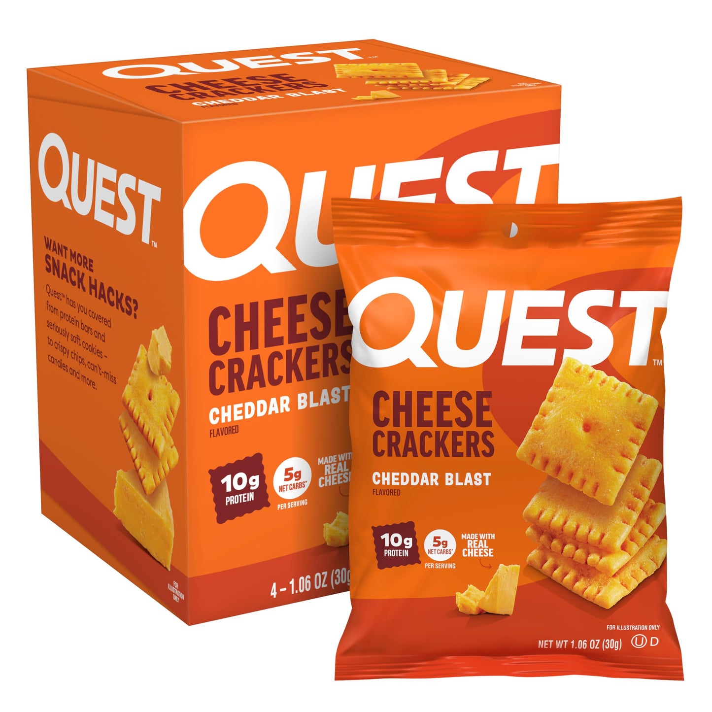 Quest Nutrition Cheese Crackers, Cheddar Blast, 10g Protein, 5g Net Carbs, 1g Sugar, Made with Real Cheese, High Protein Snack, 