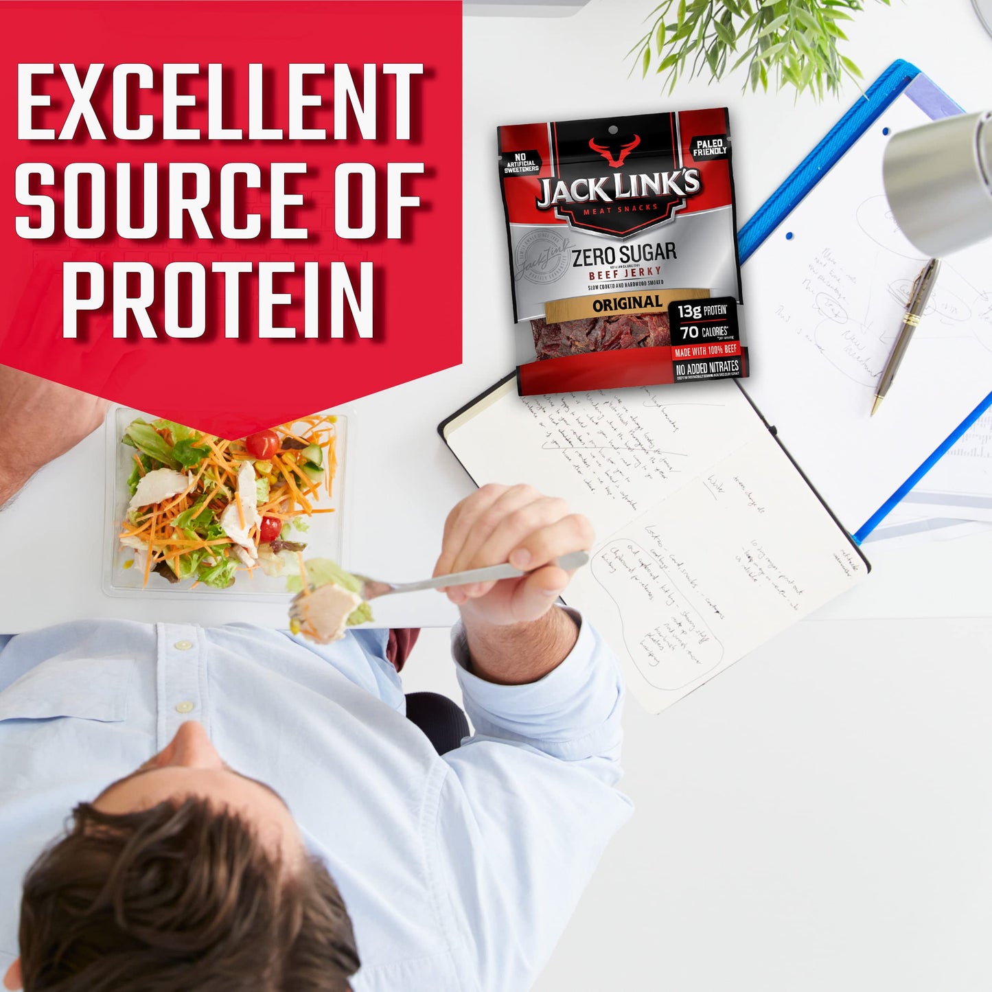Jack Link'S Beef Jerky, Original, Zero Sugar - Flavorful Meat Snacks, Ready To Eat Protein Snacks With 13G Of Protein Per Servin