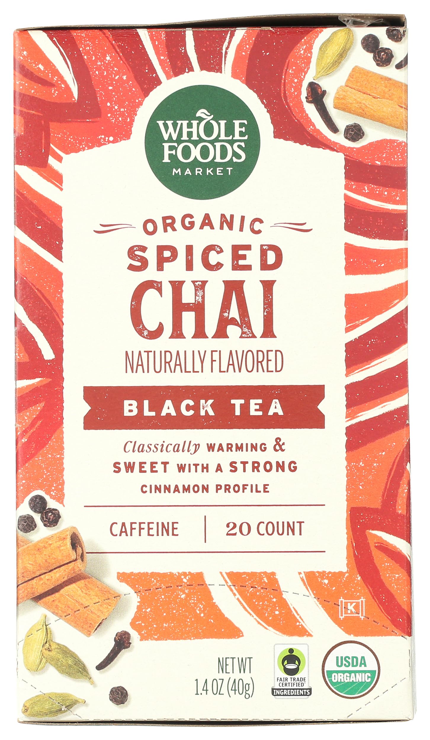 Whole Foods Market, Organic Spiced Chai Black Tea, 20 Count