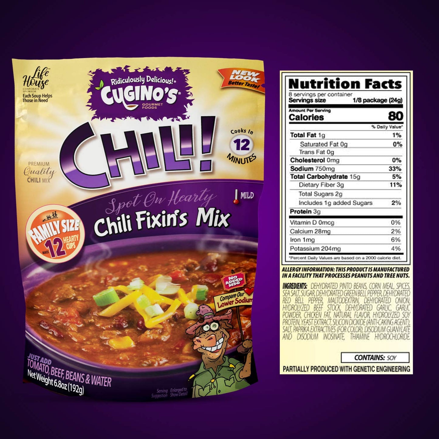 Cuginos Chili Fixins Mix 6 Pack Traditional Mild Seasoning With Zesty Herbs Spices And Vegetables For Hearty Flavors Cooks In 12