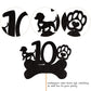 1 Pcs 10Th Birthday Cake Topper Black Glitter Dog Paw Ten Years Old Birthday Puppy Dog Bone Cake Pick For Let'S Pawty Baby Showe