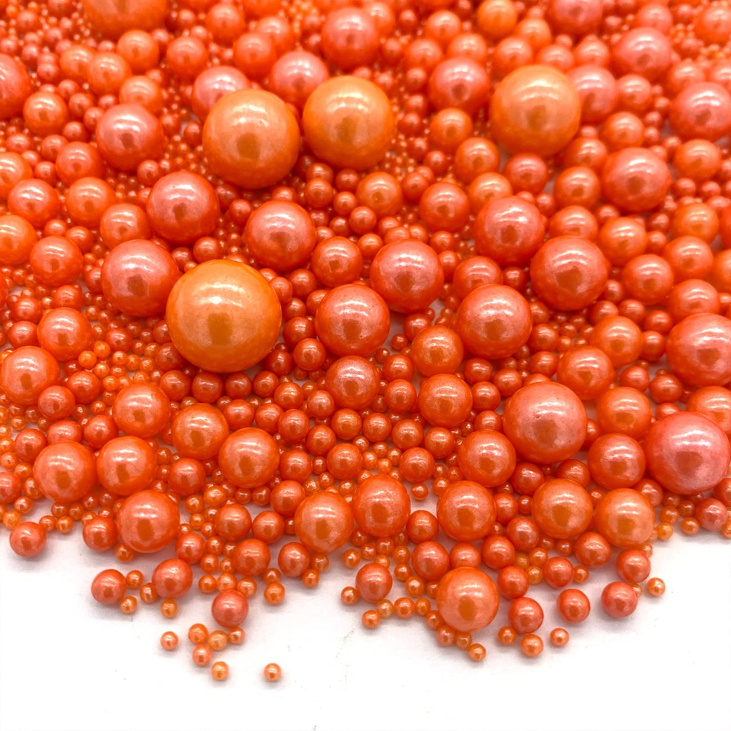 Weraru Edible Orange Pearl Sugar Sprinkles Candy Mixing Size Baking Edible Cake Decorations Cupcake Toppers Cookie Decorating Ce