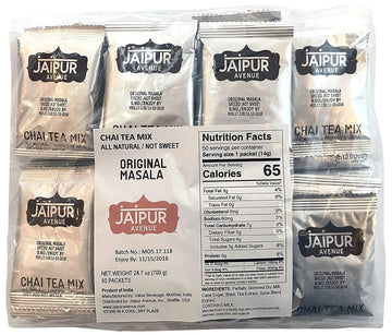 Jaipur Avenue Masala Chai Tea Mix - Spiced Not Sweet - All-Natural, Preservative-Free, Gluten-Free, and Authentic Masala Chai Te