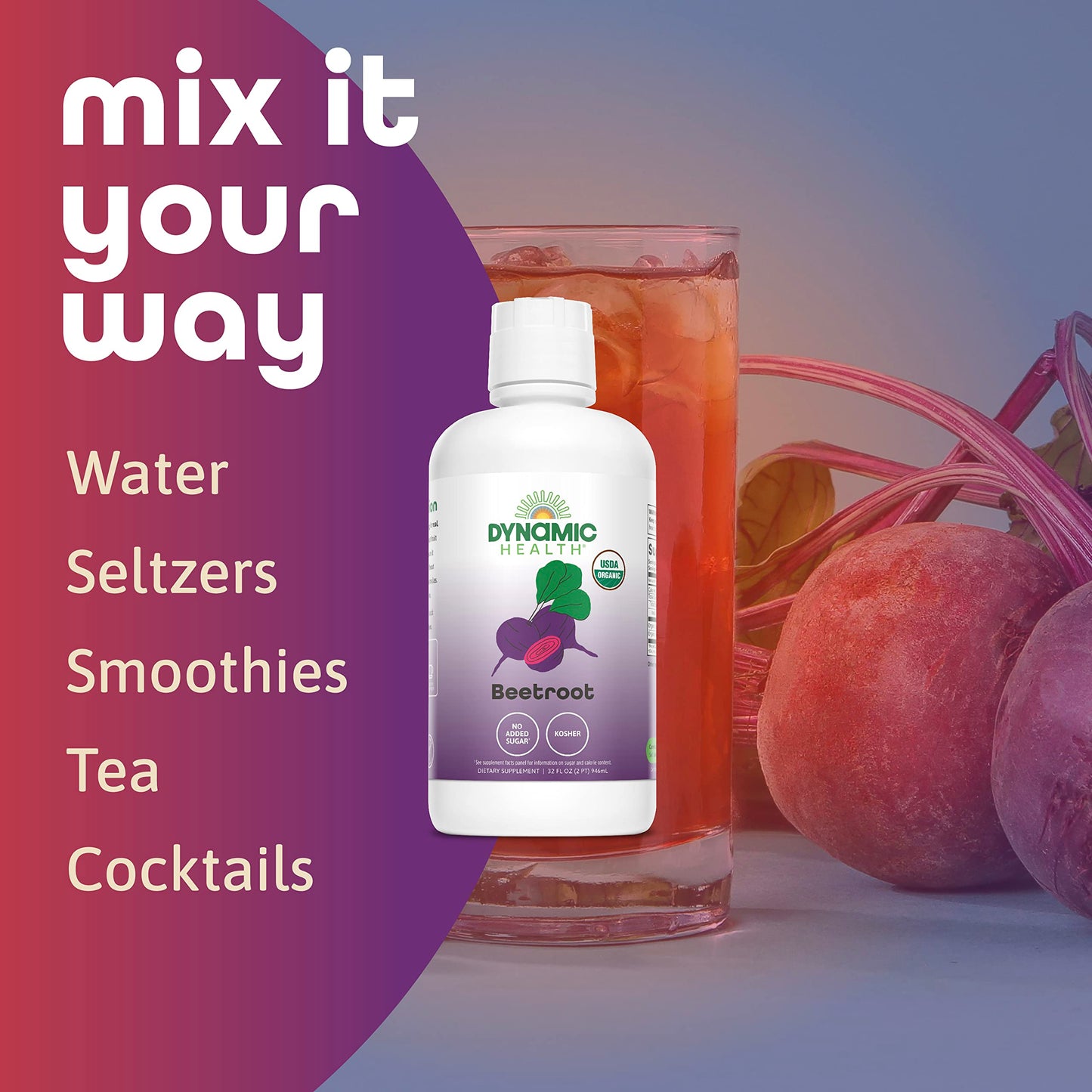 Dynamic Health 32 Ounce (2 Pack) Beetroot Juice