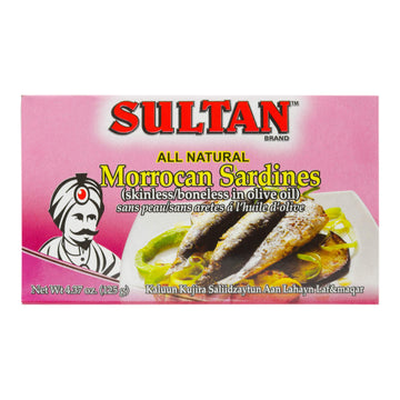 Sultan Boneless Skinless Sardines in Olive Oil, High Protein, 4.37oz (Pack of 10)