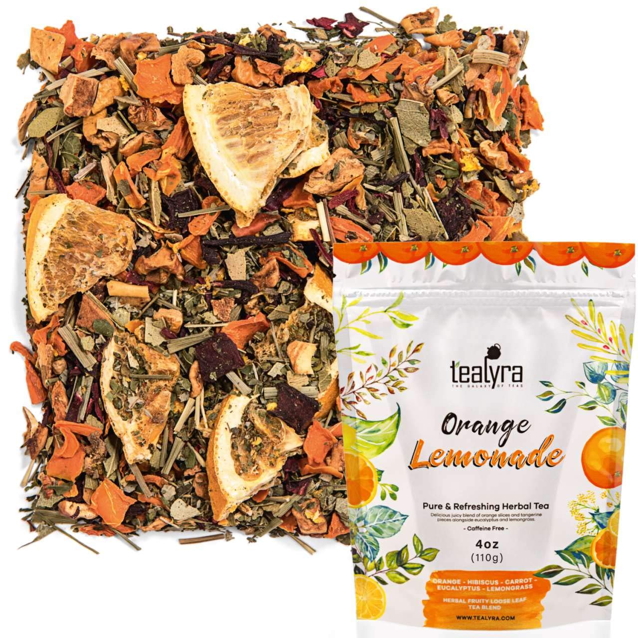 Tealyra Herbal Fruity Loose Leaf Tea Blend - Orange Lemonade - 4 Ounce - Caffeine-Free - 100% Natural