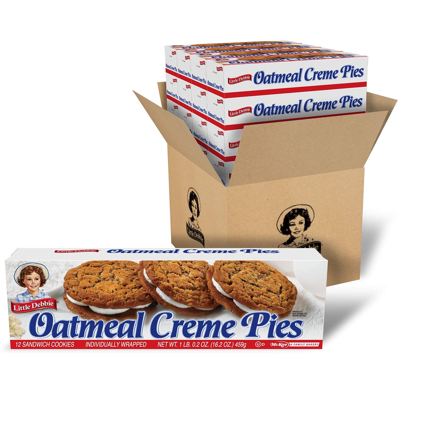 Little Debbie Oatmeal Creme Pies, 192 Soft Cookies, 1.01 lb (16 Boxes)