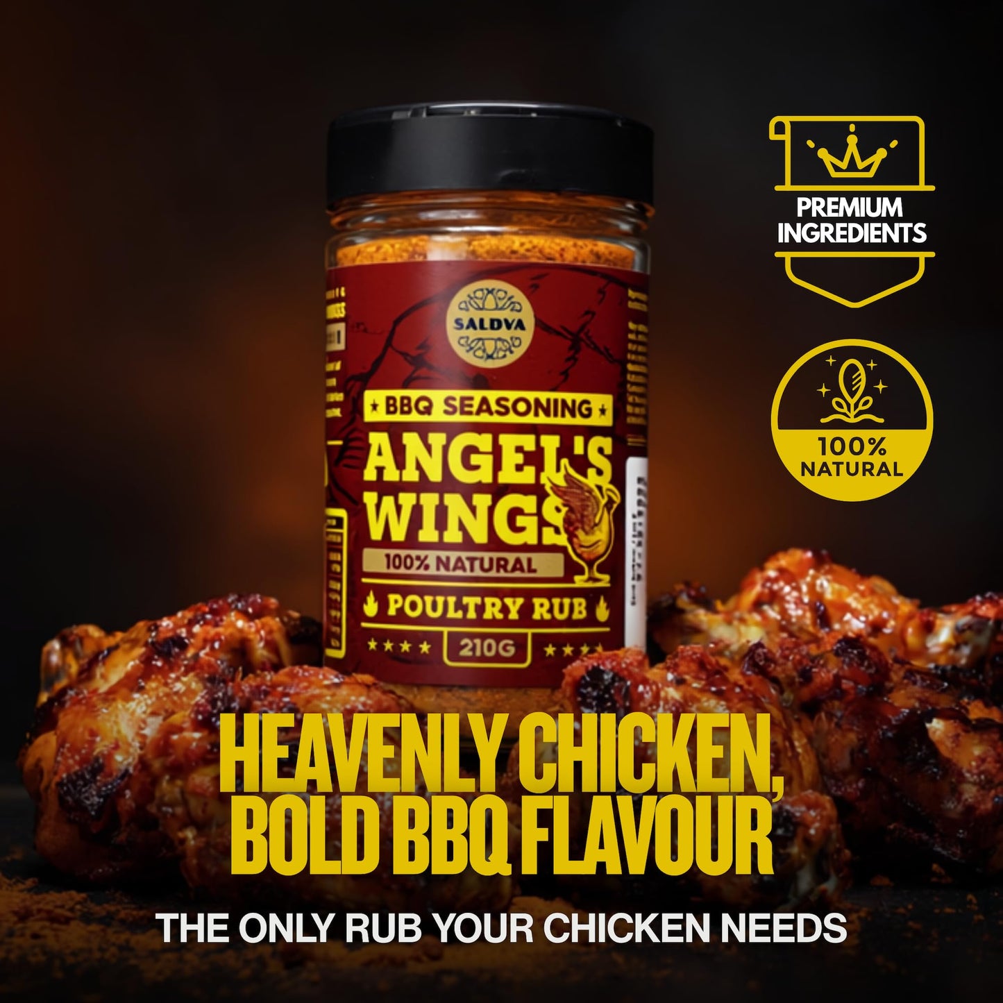 Angels Wings BBQ Chicken Rub - 100% Natural Aromatic Wings Seasoning - Perfect Blend Of Spices For Amazing Chicken BBQ And Gril