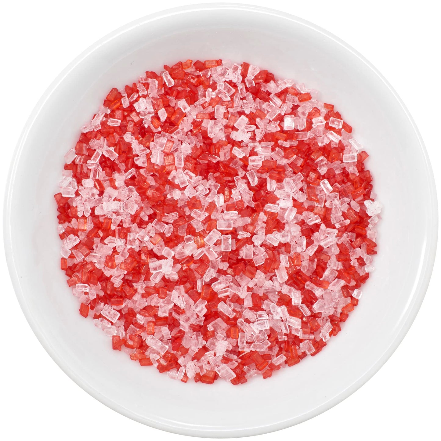 DECOPAC Red and White Peppermint Crystals, Festive Candy Sprinkles, 33oz, Fancy Sprinkles in Handheld Container, Edible Christma