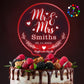 EDSG LED Personalized Wedding Cake Topper, Light Up MR & MRS, 7 Color Changes, Design 1, Plastic