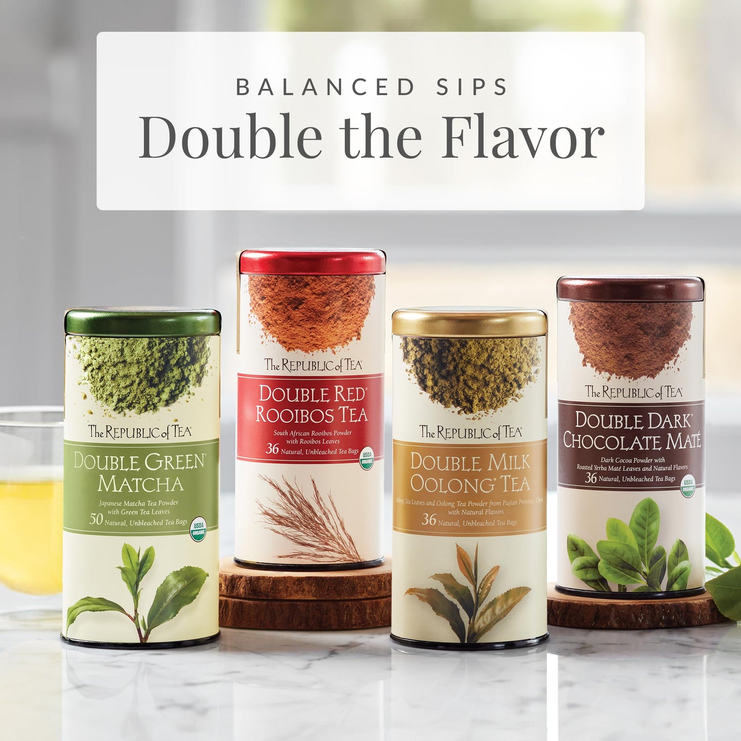 The Republic of Tea - Organic Double Dark Chocolate Mat?  Naturally Caffeinated Yerba Mat?  Steeps 36 Cups