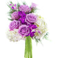 KaBloom Flowers - Mother's Day Collection - Silent Night Bouquet of Purple Rose, White Hydrangea, Purple Orchid and Greens.Gift 