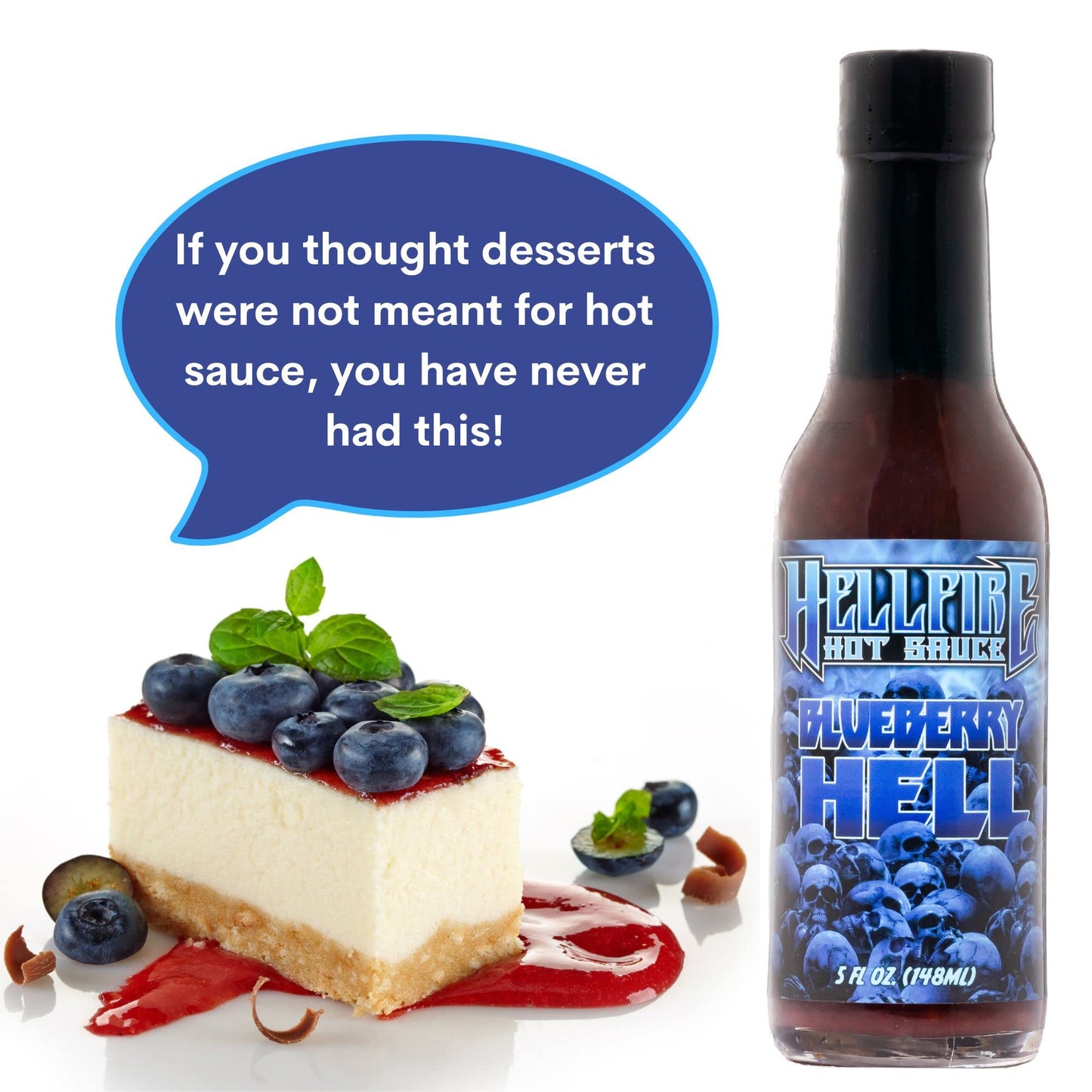 Hellfire Blueberry Hell Hot Sauce With Carolina Reaper Peppers, Gourmet, Award-Winning Fruit-Based Hot Sauce, 5 Oz.