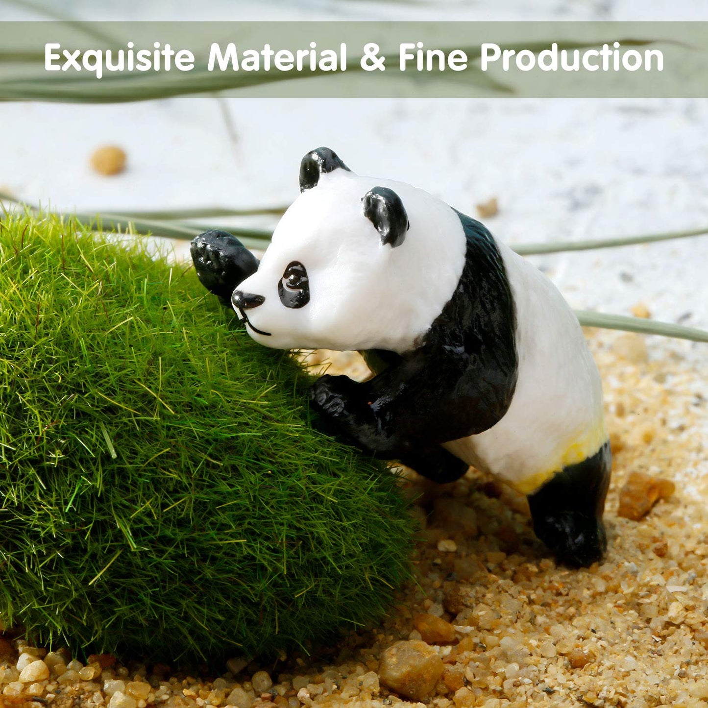Meekoo 8 Pieces Miniature Panda Decor Cute Plastic Panda Figurines Mini Birthday Decorations Cake Topper Decoration For Party Supplies