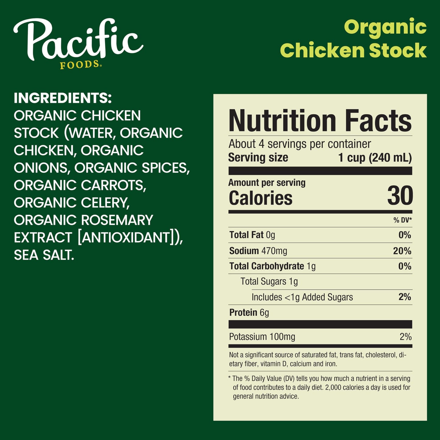 Pacific Foods Organic Chicken Stock, 32 oz Carton (Pack of 6)