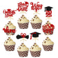Gyufise 32Pcs 2025 Graduation Cupcake Toppers Glitter Class of 2025 Graduation Cap Diploma Cupcake Picks Congrats Grad Cake Deco